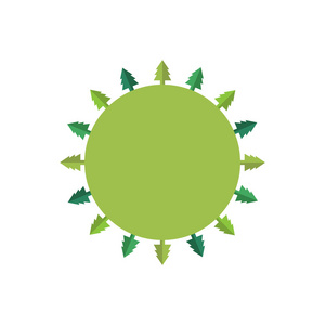 生态绿树概念。平公司元素。矢量形状