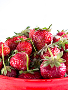 在一碗新鲜采摘的草莓