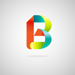 签名的字母 B.color 带状商业标志图标和字体