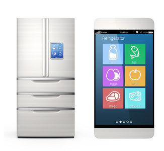 智能冰箱监测的智能手机概念