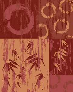 禅圆和竹老式的木海报背景
