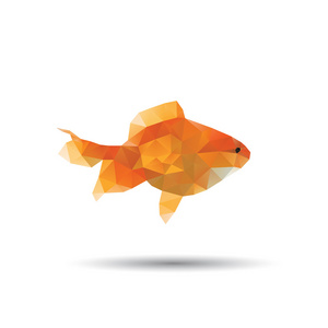 金色的鱼抽象孤立在白色的背景下，矢量错觉
