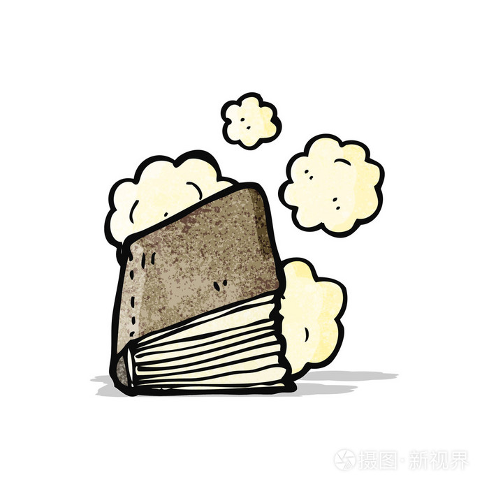 满是灰尘的老书卡通