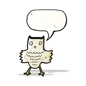 猫头鹰与语音泡沫卡通