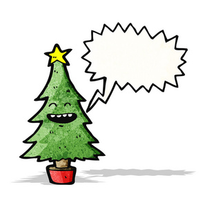 卡通圣诞树与语音泡沫