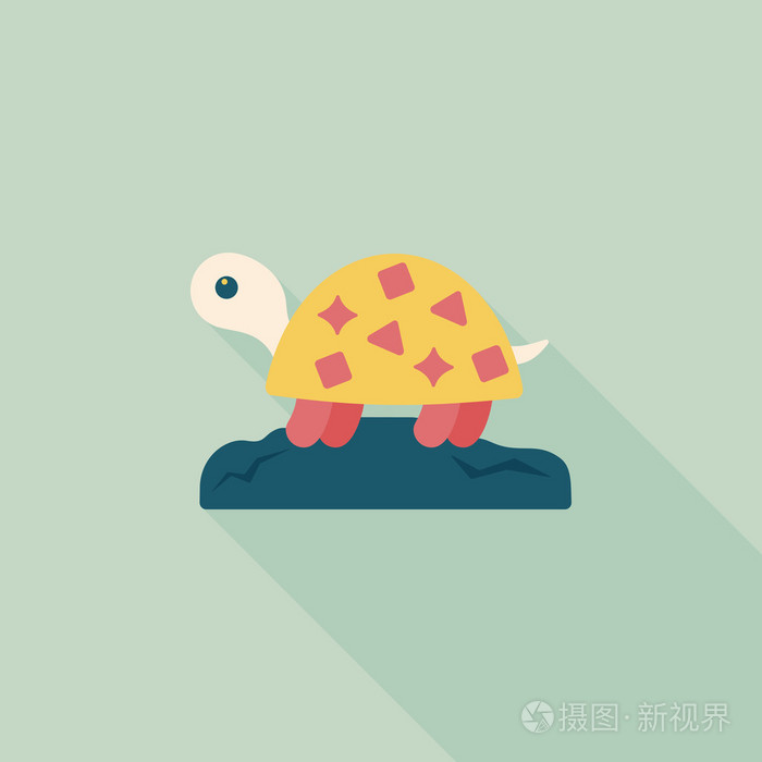 带有长长的影子,eps10 的宠物龟平图标