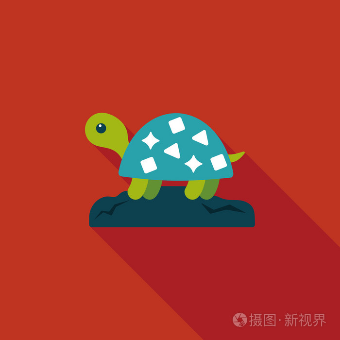 带有长长的影子eps10的宠物龟平图标