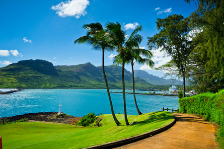 美丽的景色的 Nawiliwili，考艾岛，夏威夷，美国