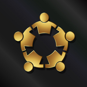 团队合作 5 强金色的人们围成圈连接照片