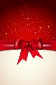 圣诞贺卡与红色的弓 闪亮的星星和你的烂摊子的地方
