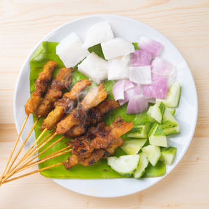 亚洲食品鸡肉沙爹