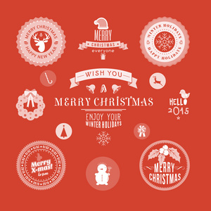 圣诞节装饰套的设计元素 标签 符号 图标 对象和节日的祝福