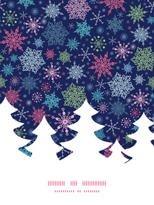 矢量雪花飘落在夜晚天空圣诞雪花轮廓模式框架卡模板