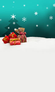 圣诞节背景圣诞树礼品绿松石雪