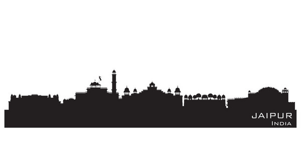 斋浦尔印度城市天际线矢量剪影图片