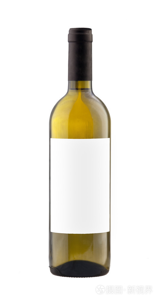 用空白标签隔绝的白色葡萄酒瓶