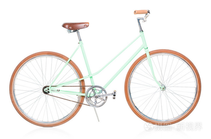 时尚绿色女性自行车带白色棕色轮子