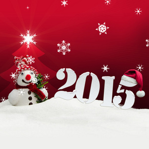 雪人 2015年快乐新的一年红