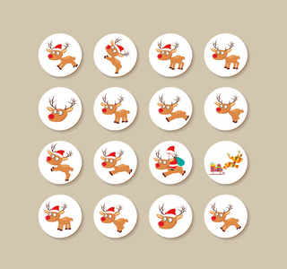 集合的鹿圣诞节的标签和图标图片