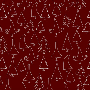 老式的圣诞树涂鸦无缝模式