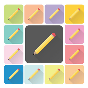铅笔图标颜色设置的矢量图