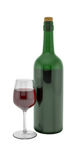 瓶红酒和玻璃