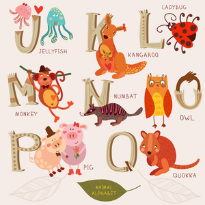 可爱的动物字母