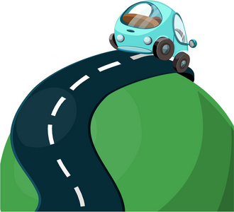 卡通车在路上图片