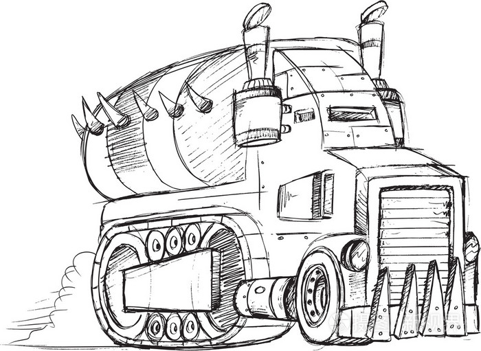 运钞的车车辆素描插画-正版商用图片1hbjxg-摄图新视界