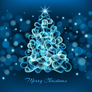 神奇的圣诞树在蓝色背景