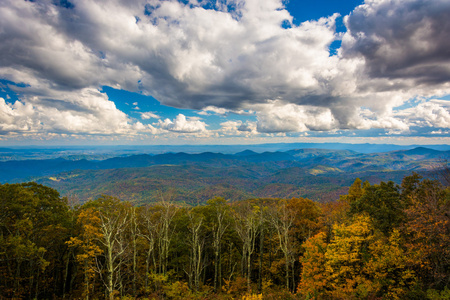 秋天的颜色从 Blue Ridge 大道，附近吹 R 的视图