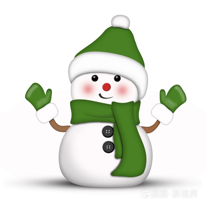有趣的雪人插图穿绿色的衣服