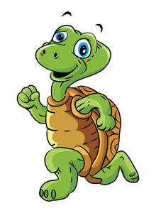 乌龟跑的卡通插图