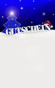 圣诞节凭证 Gutschein 树雪蓝
