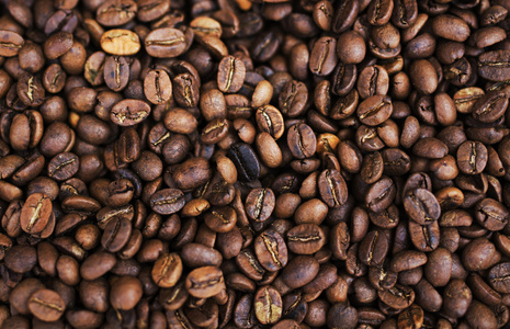 棕色的咖啡豆，背景纹理