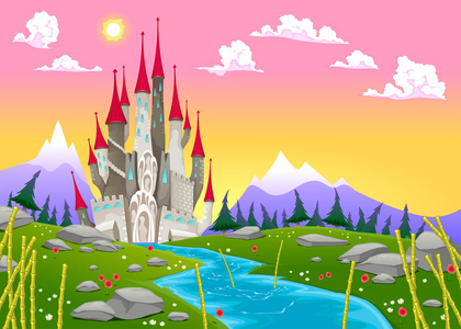 幻想与中世纪城堡山风景