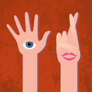 十指紧扣用交叉手指的手插画