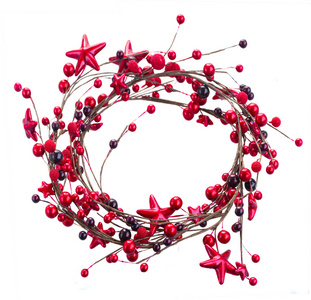 圣诞星和浆果的花环