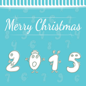 蓝色背景上的白色数字 2015年假期新年明信片