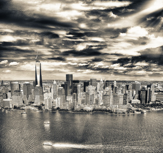 曼哈顿的天际线，鸟瞰图