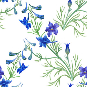 蓝色水彩野花