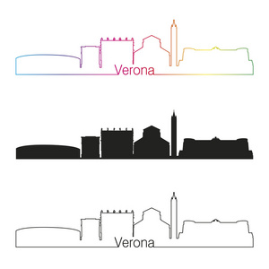 维罗纳的天际线直线型，彩虹