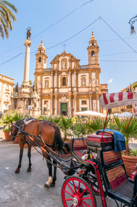 圣多米尼克广场和教堂在意大利巴勒莫