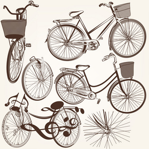 矢量集合手绘制的自行车设计