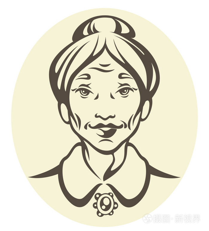 漂亮的奶奶的矢量肖像