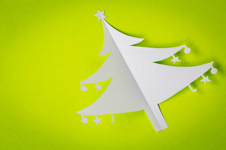 复古圣诞明信片与真实纸张的圣诞树