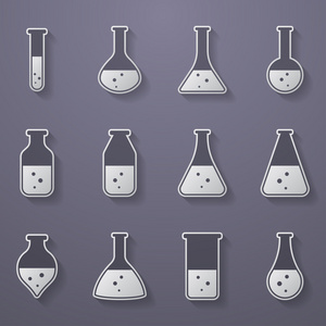 化学 生物科学实验室设备试管和烧瓶图标