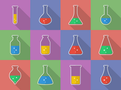 化学 生物科学实验室设备试管和烧瓶图标