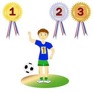 设置足球运动员 运动员和奖牌