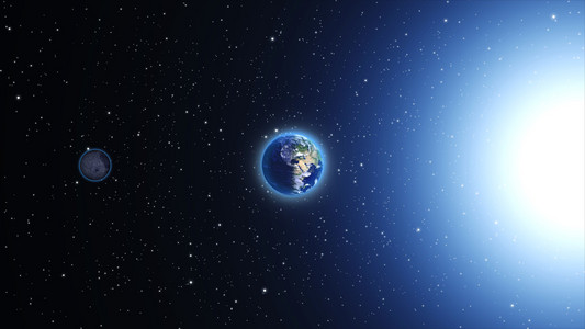 行星地球与太阳在宇宙或空间 地球和银河星云云